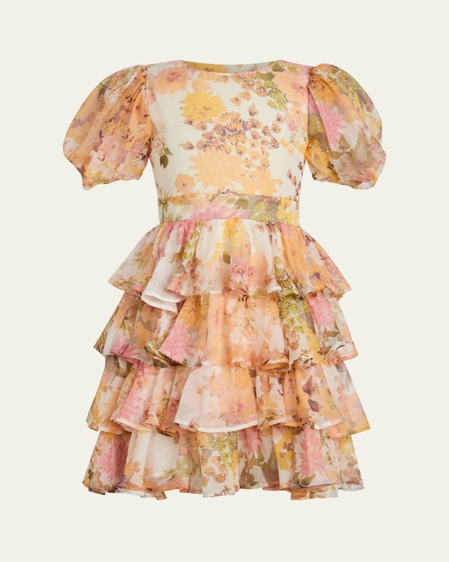 Girl's Sylvie Floral-Print Tiered Maxi Dress, Size 6-16